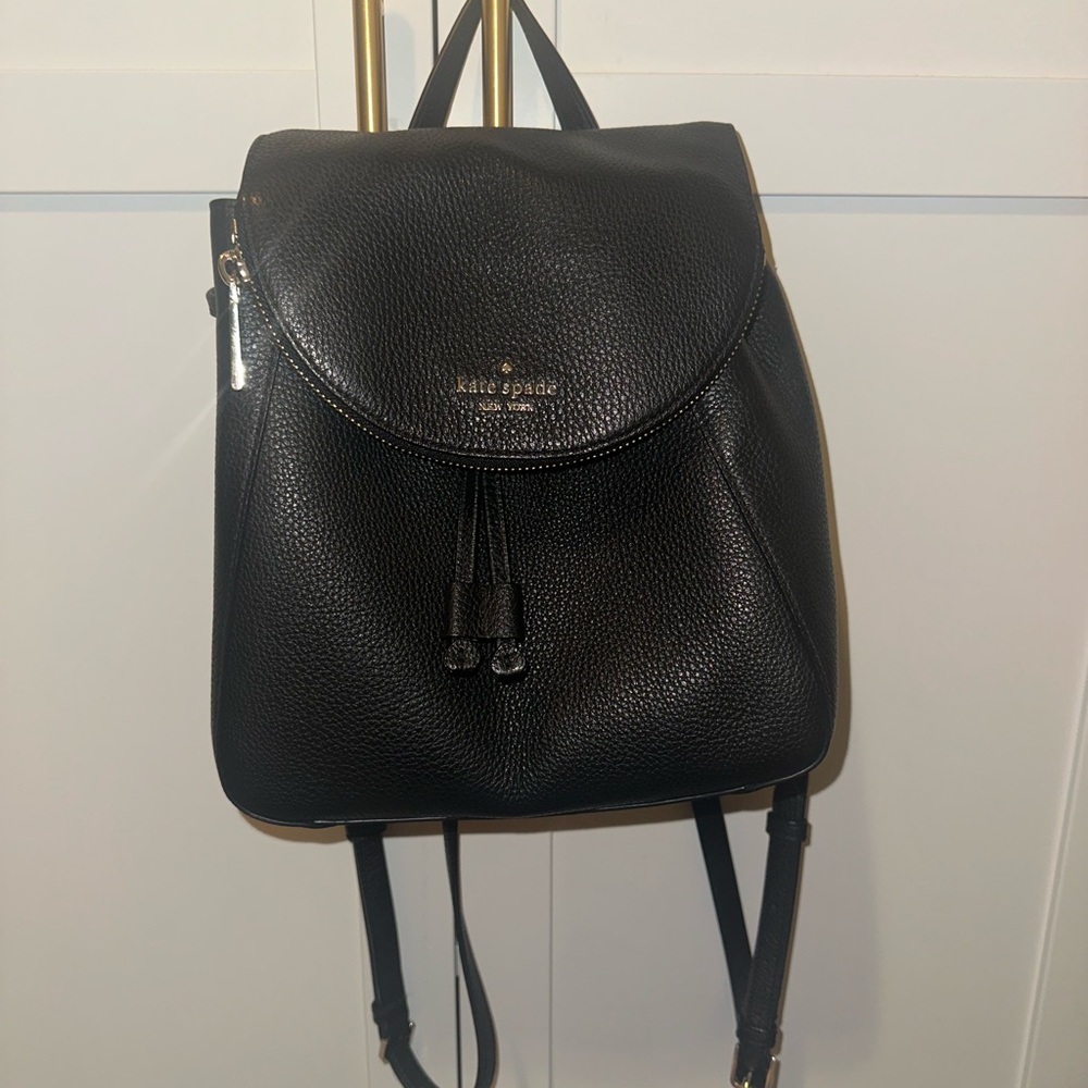 Kate Spade Black Pebbled Leather Backpack